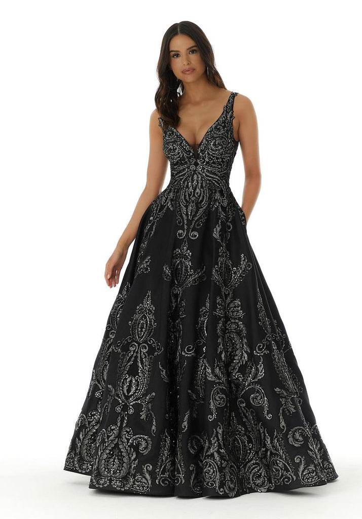 A-line Black Satin Side Slit Long Strapless Evening Prom Dresses, Chea –  MarryLover